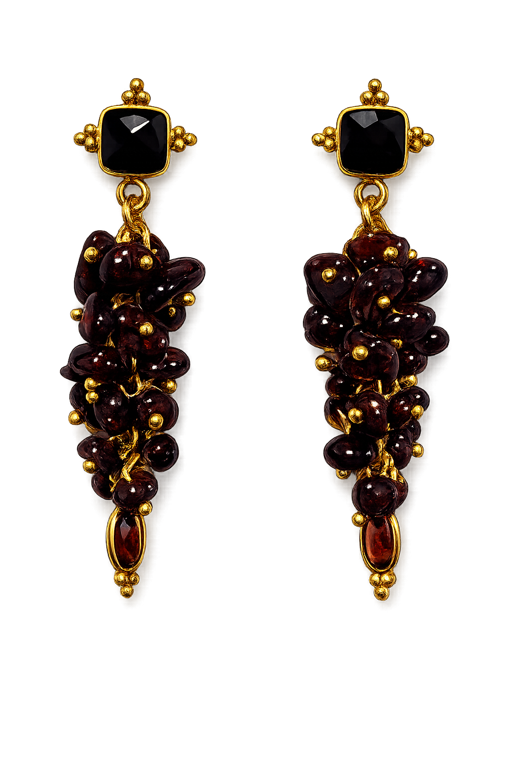 Solène Earrings - Black / Garnet