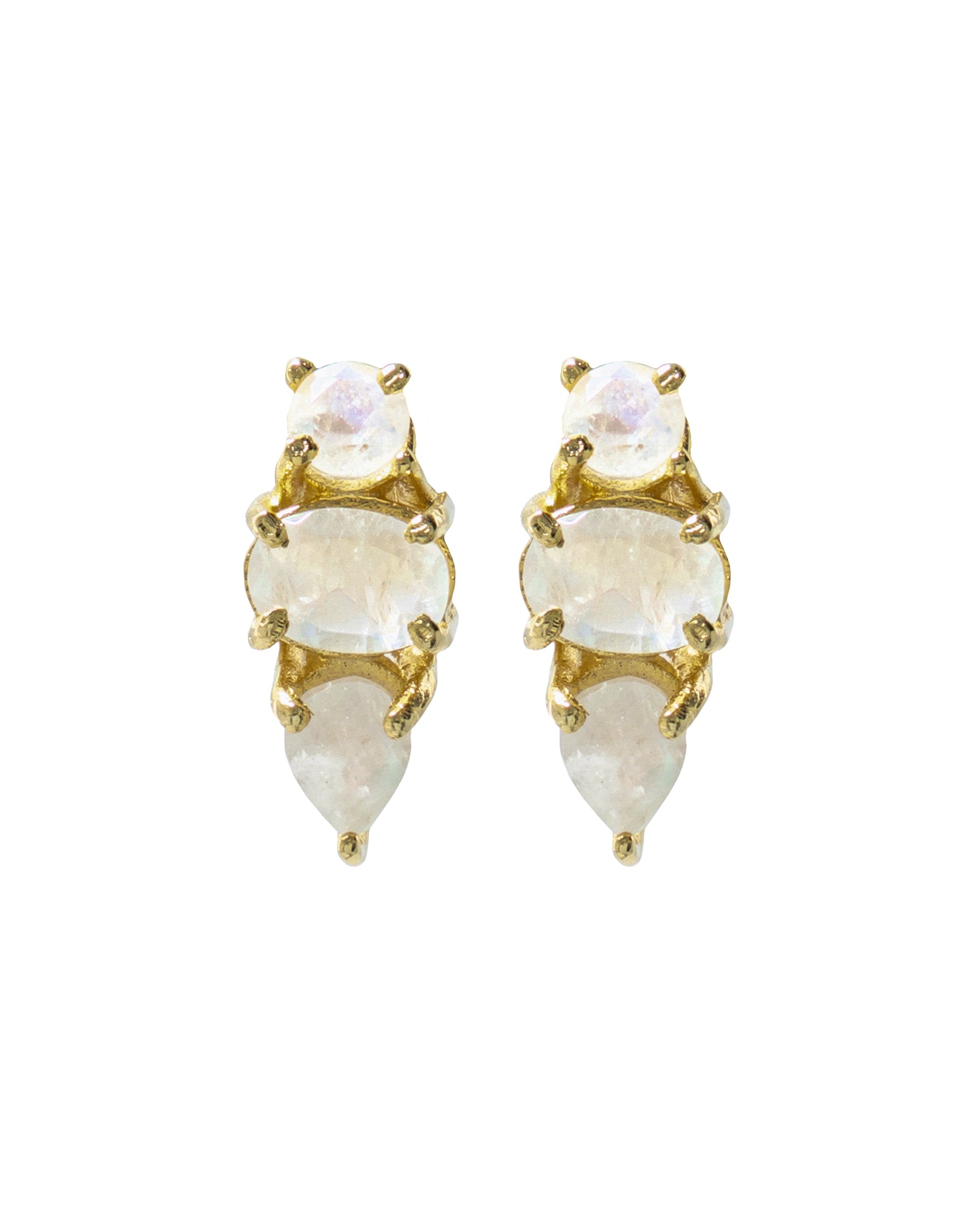 Lakoen agatha Studs in Brass and Labradorite.