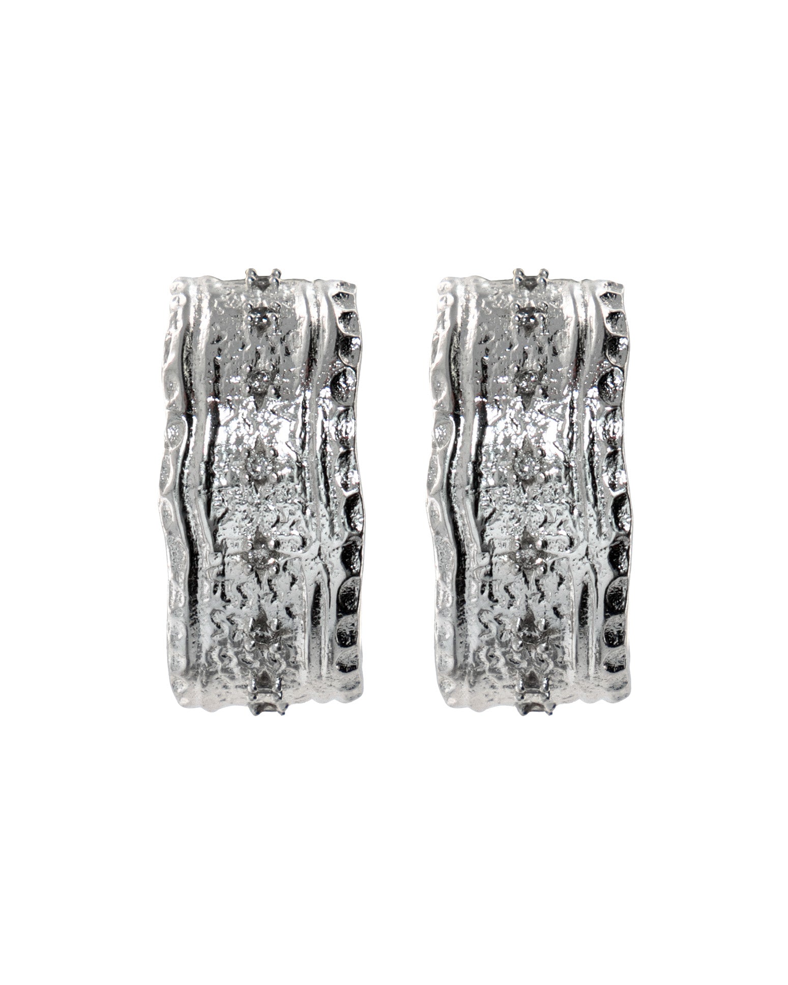 Lakoen Silver Inca hoops earrings with cubic zirconia stars