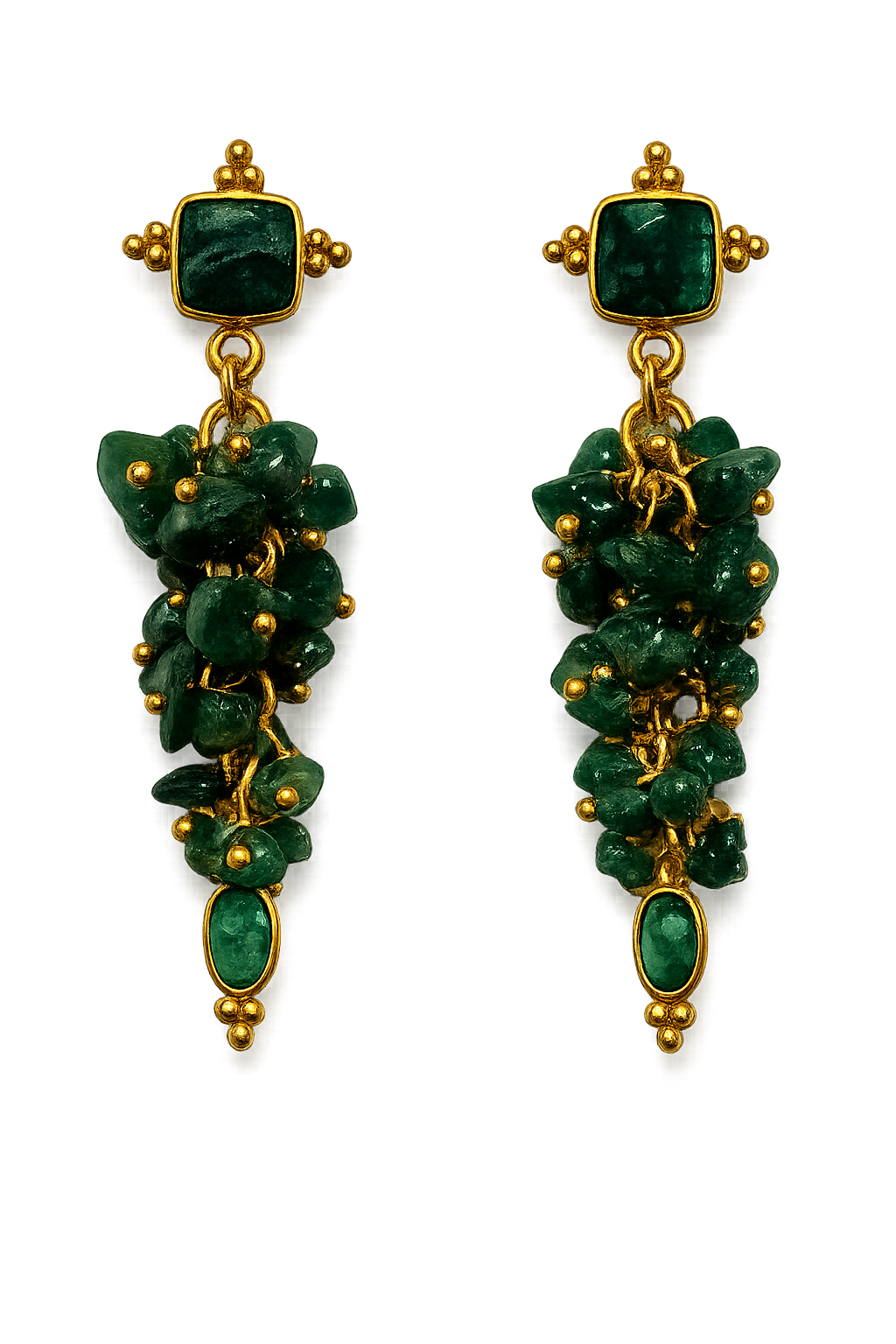 Solène Earrings - Green Onxy
