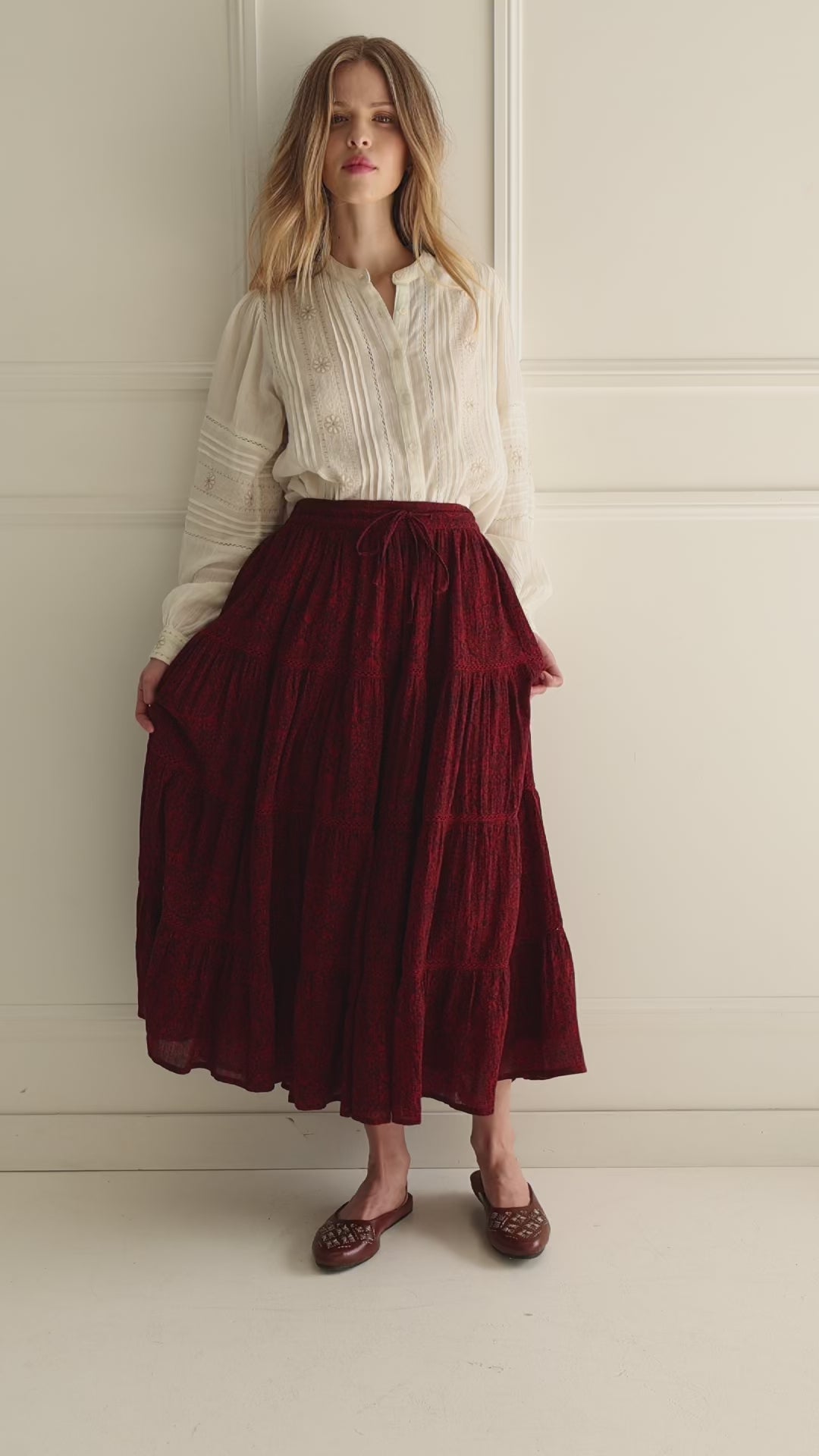 Cotton mid skirt 