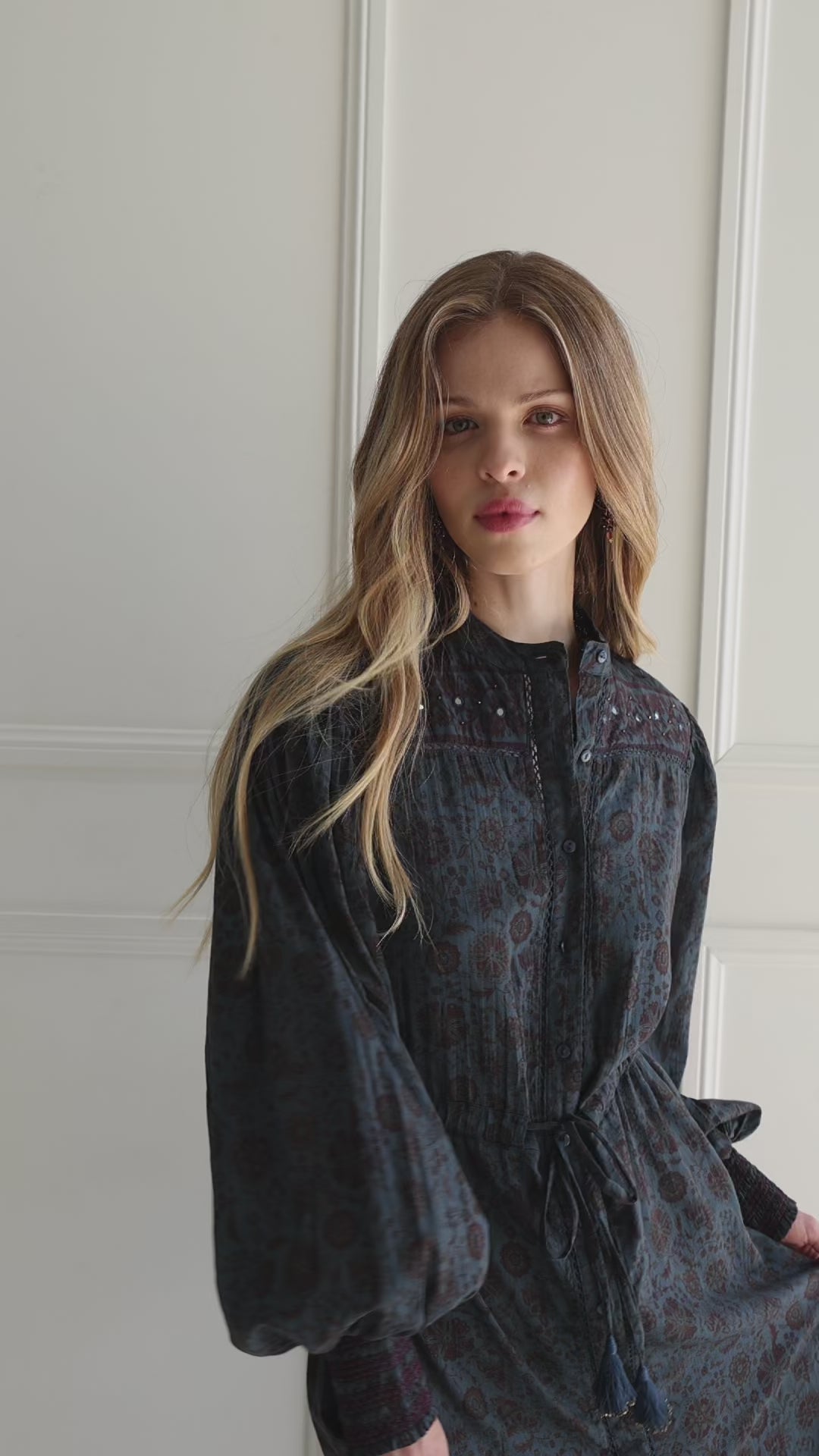 ladies shirt dress hand beaded 